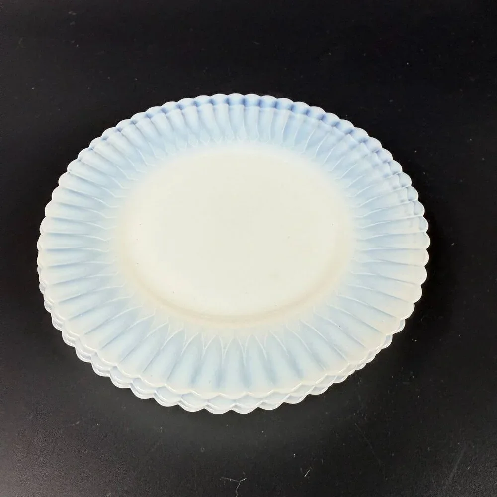 Macbeth-Evans Petalware Monax White Ribbed Edge Bread & Butter Plates Set Of 3